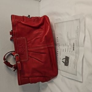 Red Leather Coach Bag with COA